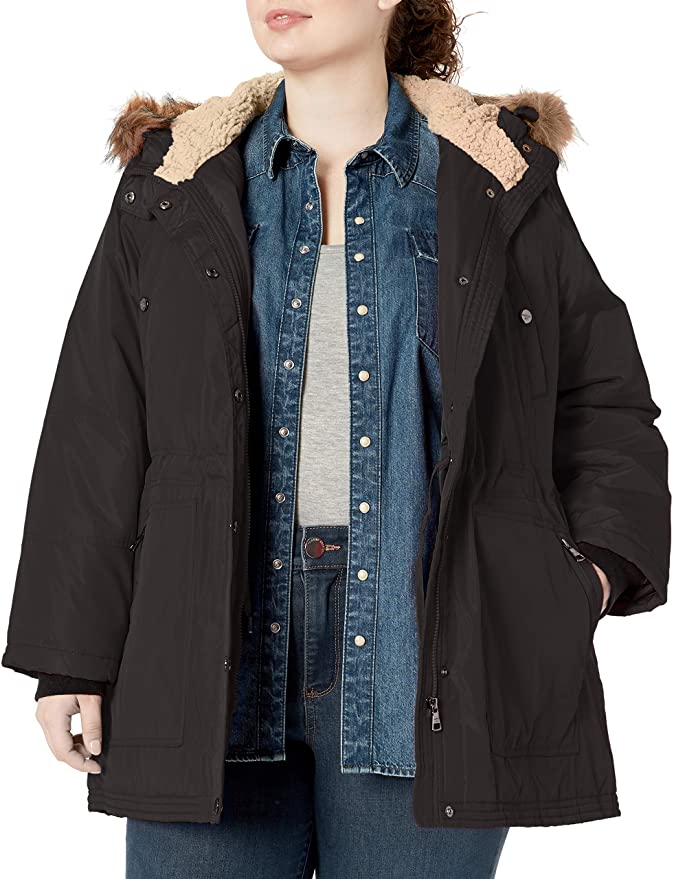 levi's women's bunny sherpa lined hooded coaches parka jacket